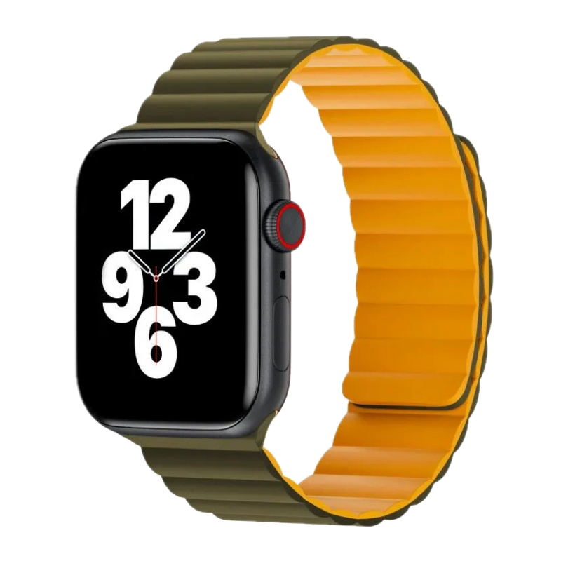 Ремешок WIWU Magnetic Silicone Watch Band 42/44/45/49mm зеленый/желтый