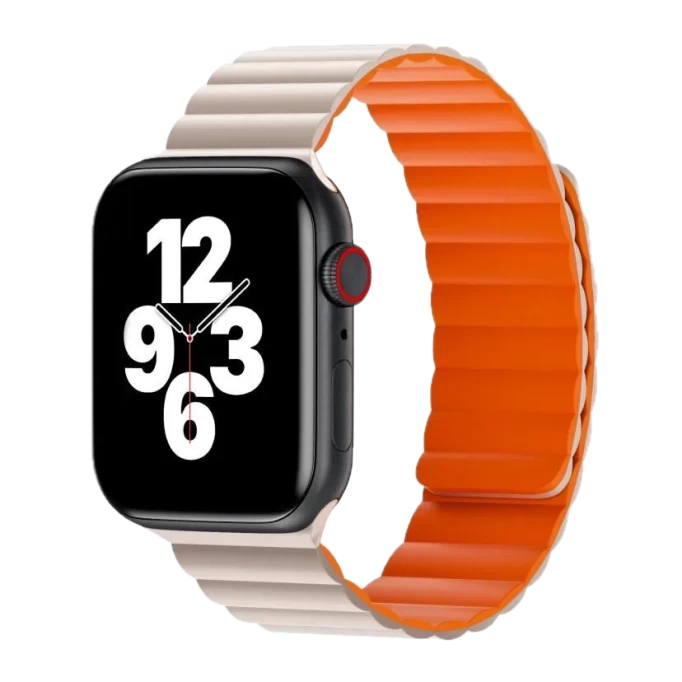 Ремешок WIWU Magnetic Silicone Watch Band 42/44/45/49mm бежевый/оранжевый