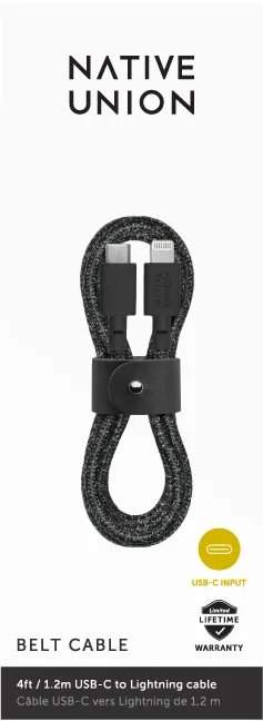 Кабель зарядный Native Union USB-C/LIGHTNING, 1,2м, чёрный космос