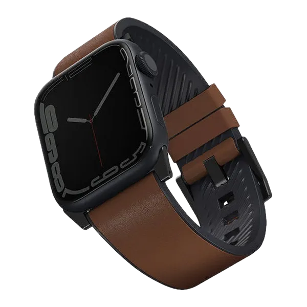 Кожаный влагоустойчивый ремень Uniq STRADEN для Apple Watch 49/45/44/42мм, коричневый