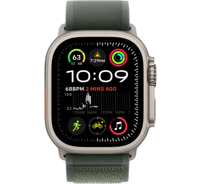 Apple Watch Ultra 2 GPS + Cellular, 49 мм, корпус из титана, ремешок Trail зеленого цвета