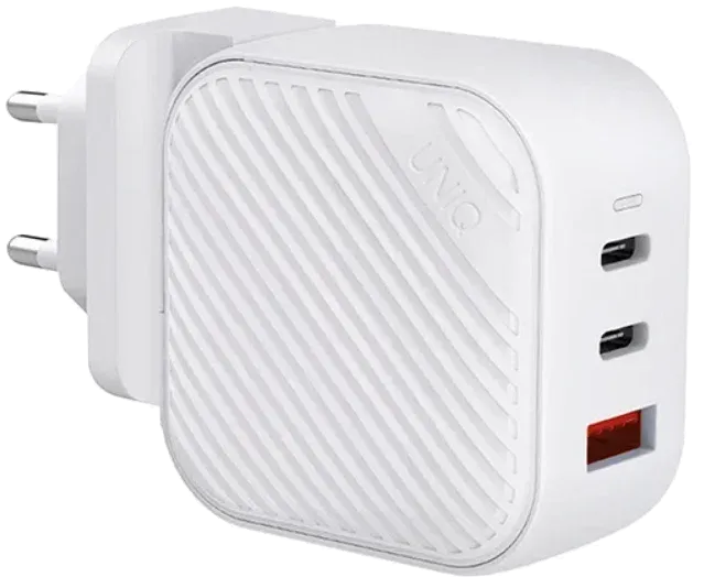 Сетевое зарядное устройство Uniq Verge Pro GaN66 2 USB-C +USB-A Smart IQ (total 66W) White