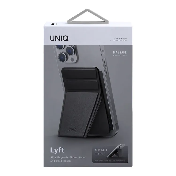 Чехол-накладка Wallet UNIQ LYFT MagSafe для iPhone с подставкой, черный