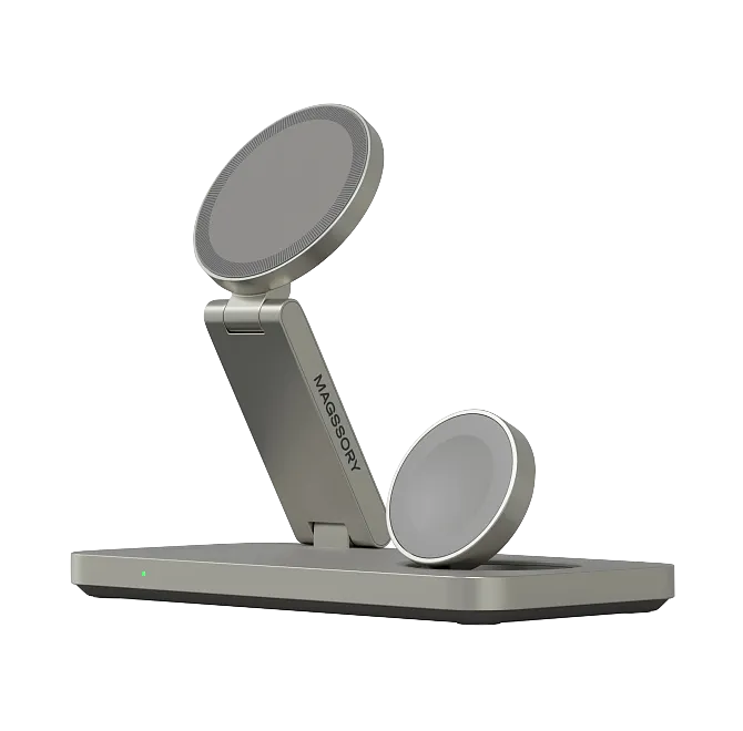 Складное беспроводное зарядное устройство 3 в 1 Magssory Yoga, титан