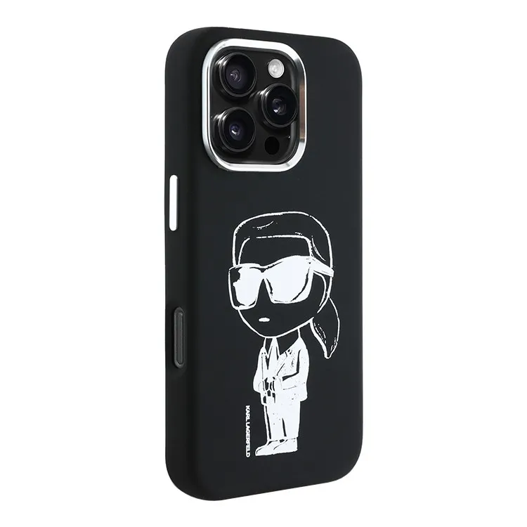 Чехол Lagerfeld для iPhone 16 Pro Max Liquid Silicone NFT Graffiti Karl Ikonik Hard Black (MagSafe)