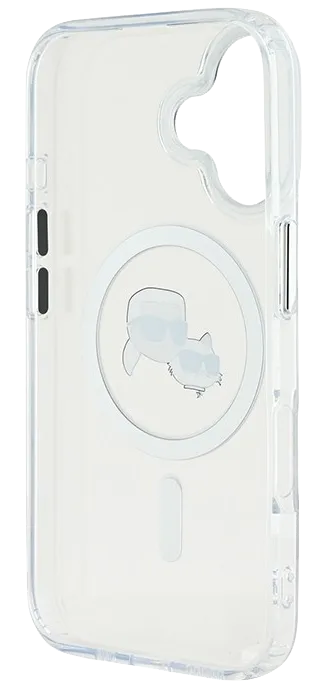 Чехол Lagerfeld для iPhone 16 PC/TPU NFT Karl & Choup Head Metal camera Hard White (MagSafe)