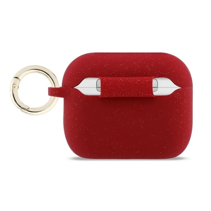 Чехол Guess для Airpods Pro 3 Silicone with ring Glitter/Fuchsia, фуксия с блёстками