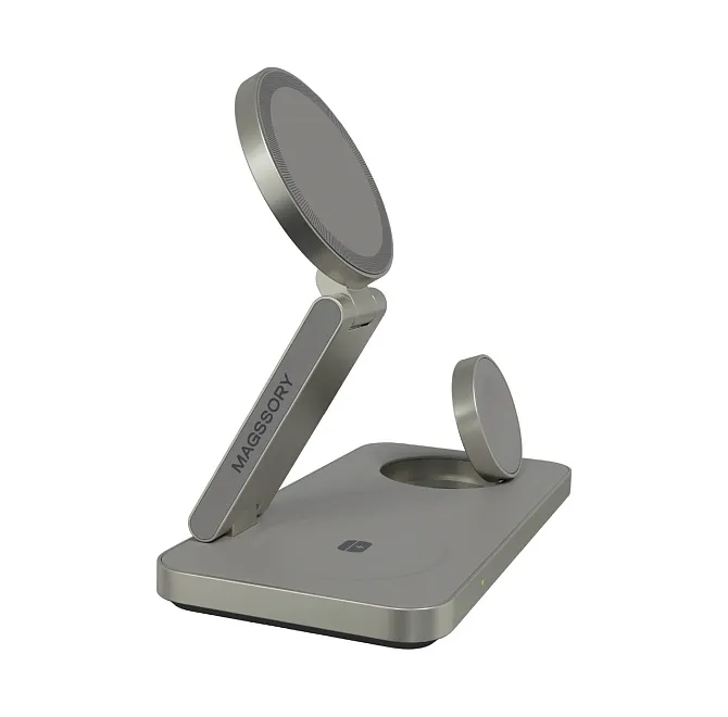 Складное беспроводное зарядное устройство 3 в 1 Magssory Yoga, титан