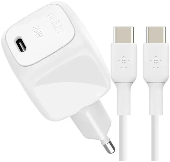Сетевое зарядное устройство Belkin Wall Charger BoostCharge USB-C 45W с кабелем USB-C/USB-C PD 1м, белый