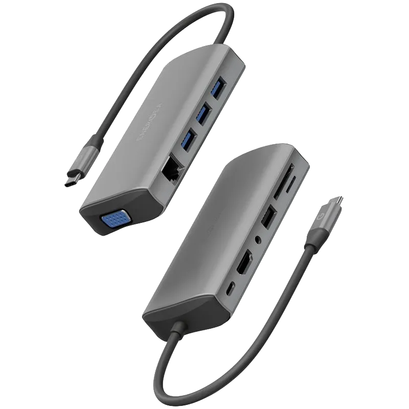 Energea Разветвитель AluHUB Max 11in1 Superspeed Aluminium USB-C 100W Gunmetal