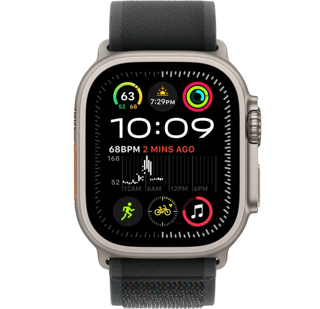Apple Watch Ultra 2 GPS + Cellular, 49 мм, корпус из титана, ремешок Trail черного цвета