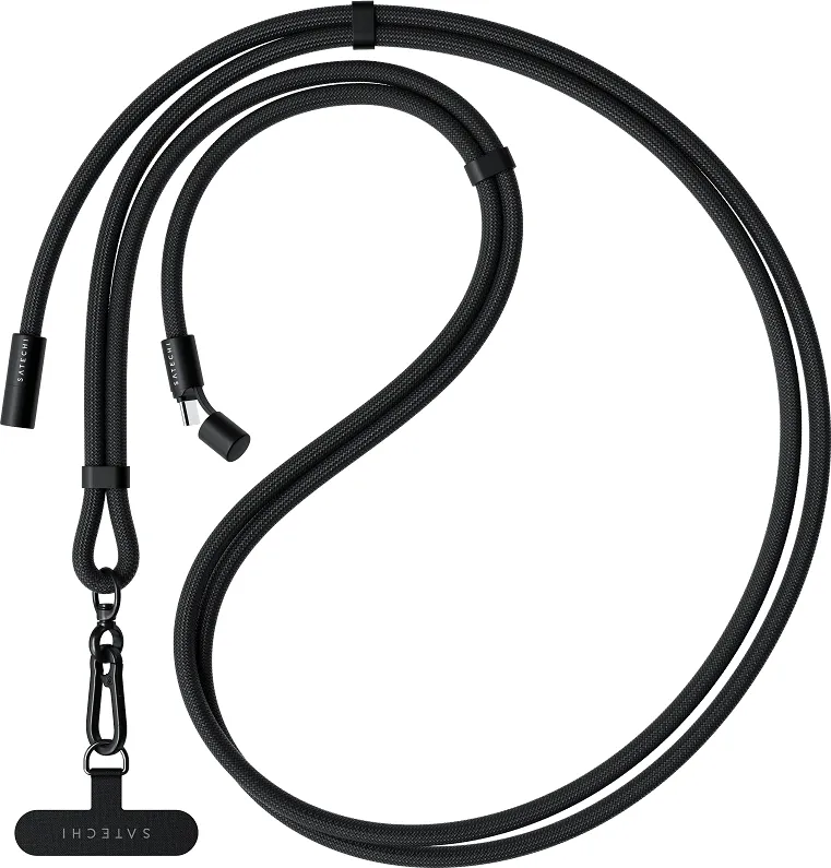 Зарядный кабель - ремень через плечо Satechi OntheGo Crossbody Lanyard Cable 60W, чёрный