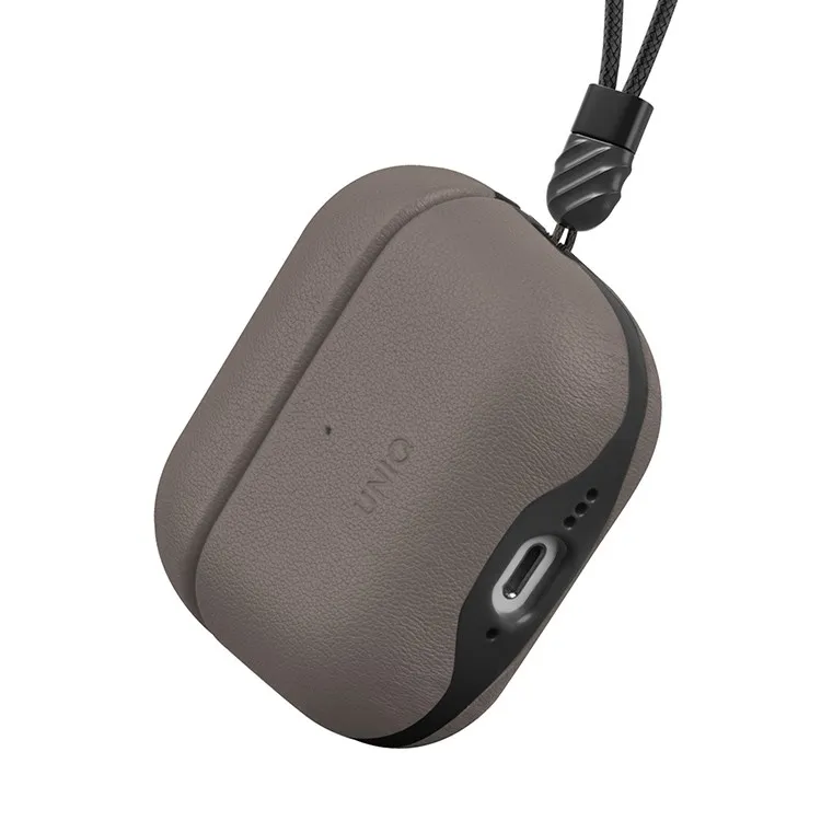 Чехол Uniq для Airpods 4 Lyden Leatherette with handstrap Grey