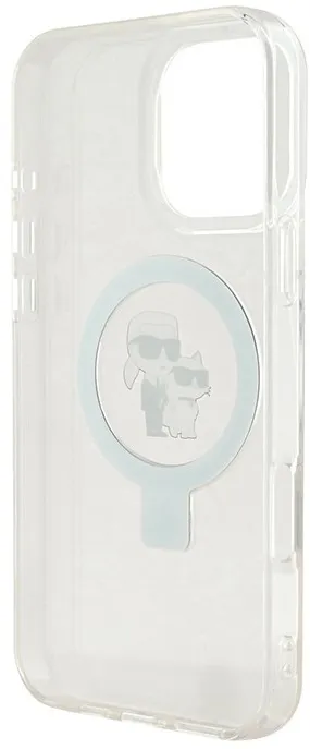 Чехол Lagerfeld для iPhone 16 Pro PC/TPU + Ring Stand NFT Karl & Choupette Hard, Прозрачный (MagSafe)