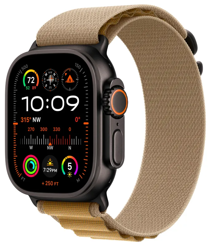 Apple Watch Ultra 2 GPS + Cellular, 49 мм, корпус из черного титана, ремешок Alpine цвета "загар"