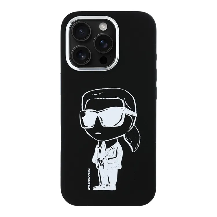Чехол Lagerfeld для iPhone 16 Pro Max Liquid Silicone NFT Graffiti Karl Ikonik Hard Black (MagSafe)