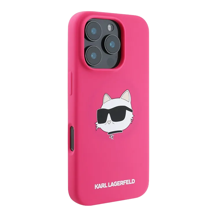 Чехол Lagerfeld для iPhone 16 Pro Liquid Silicone NFT Karl Head Hard Fuchsia (MagSafe)