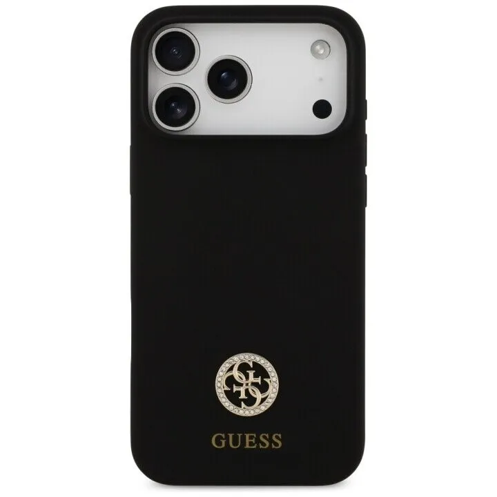 Чехол Guess для iPhone 17 Pro Max Liquid silicone with 4G Diamond metal logo Hard, чёрный