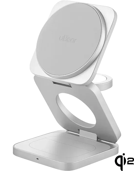 Беспроводное зарядное устройство uBear Balance Slim 3в1, серебристый