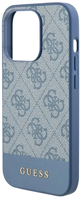 Чехол Guess для iPhone 15 Pro Max PU 4G Bottom stripe Metal logo Hard, Синий