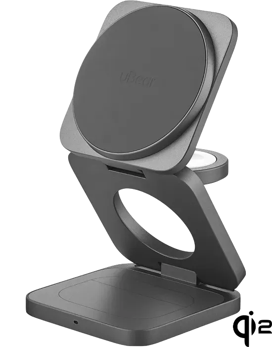 Беспроводное зарядное устройство uBear Balance Slim 3в1, серый