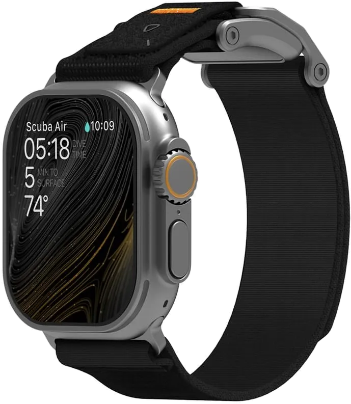 Ремешок Aulumu A11 для Apple Watch, черный, с серебристой магнитной пряжкой