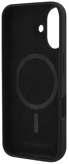 Чехол Lagerfeld для iPhone 16 Liquid Silicone NFT Karl & Choupette Heads Hard Black (MagSafe)