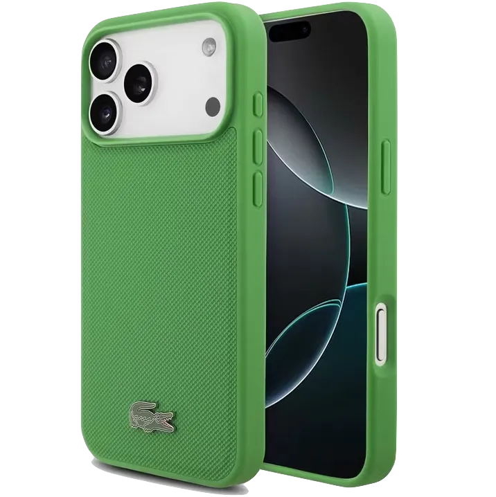 Чехол Lacoste для iPhone 17 Pro PVC Metal Lacquer logo Hard Estragon (MagSafe), «эстрагон»