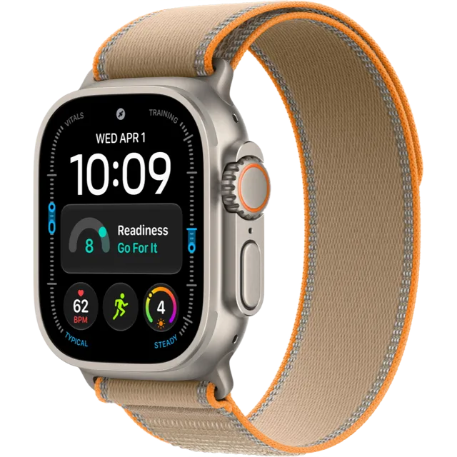 Apple Watch Ultra 4, 49 мм, корпус из бежевого титана, ремешок Trail песочного цвета