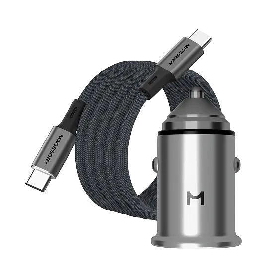 Автомобильное зарядное устройство Magssory 45W для двух устройств, серебро