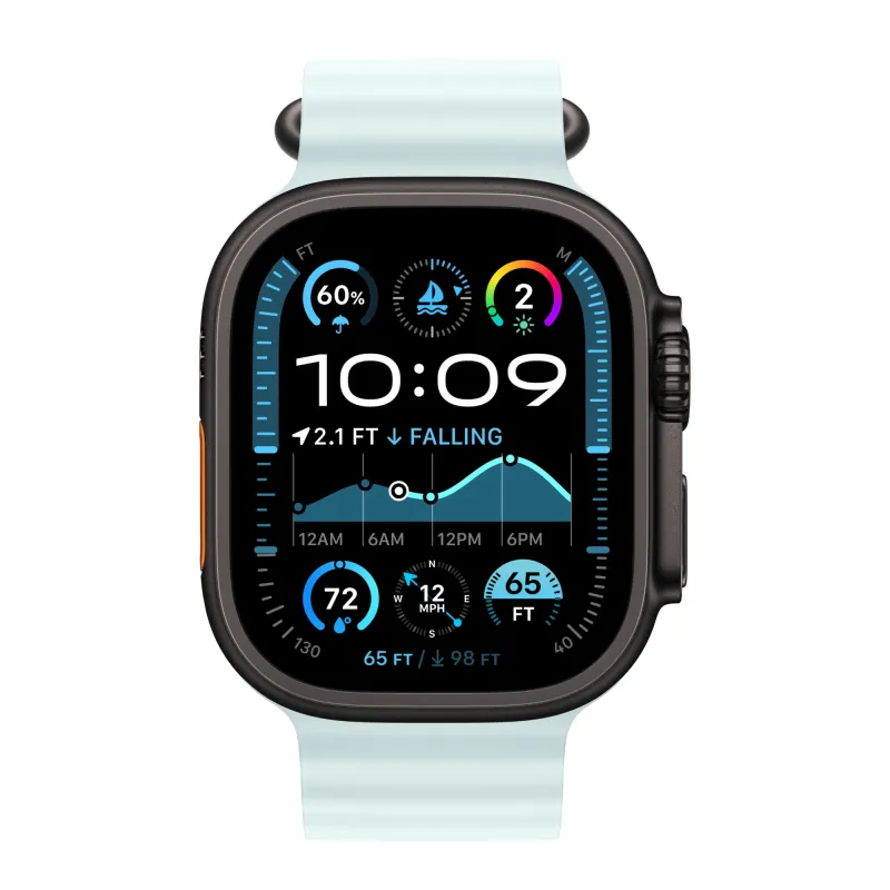 Apple Watch Ultra 2 GPS + Cellular, 49 мм, корпус из черного титана, ремешок Ocean цвета "ледяной синий"