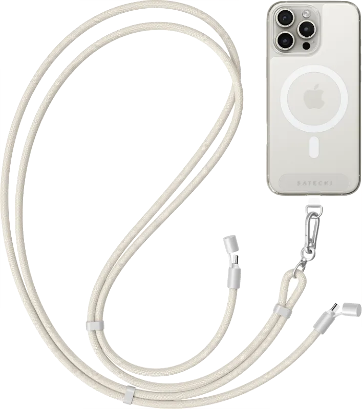 Зарядный кабель - ремень через плечо Satechi OntheGo Crossbody Lanyard Cable 60W, песочный