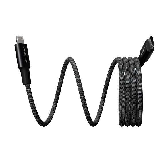 Магнитный кабель Magssory Link L USB-C - Lightning MFI, 1,2м, чёрный