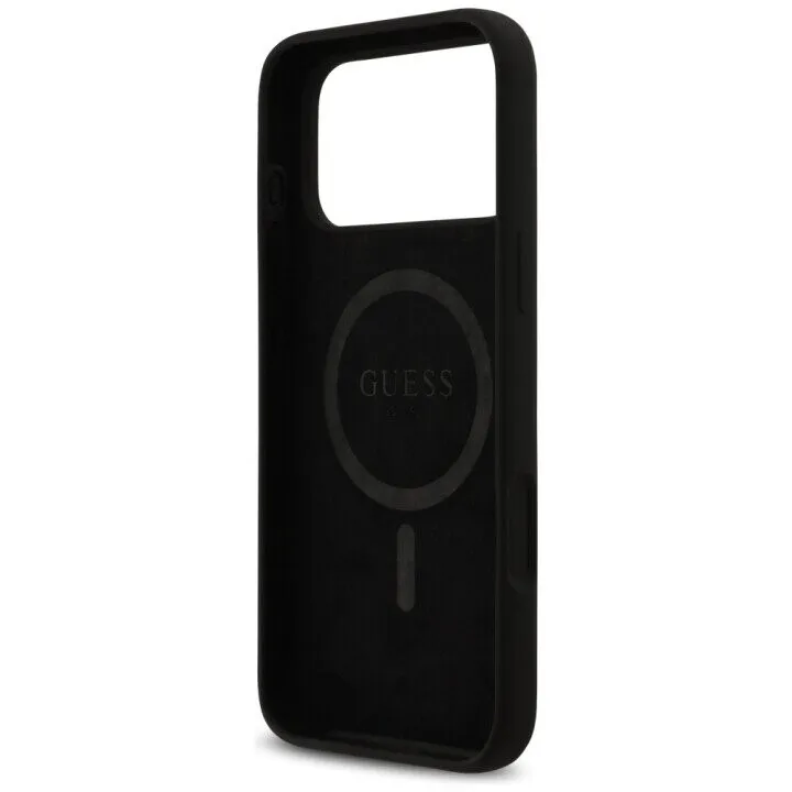 Чехол Guess для iPhone 17 Pro Max Liquid silicone with 4G Diamond metal logo Hard, чёрный