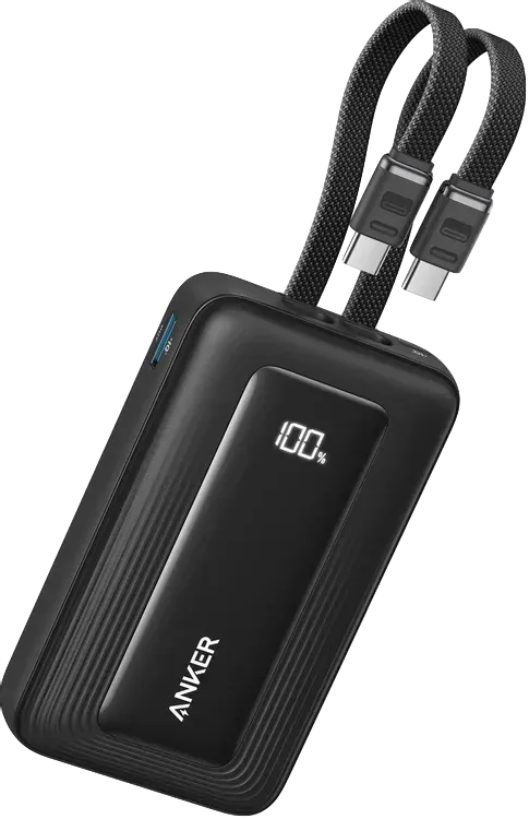 Внешний аккумулятор Anker Zolo 10K Mah 35W Built-In Dual USB-C Cable, чёрный