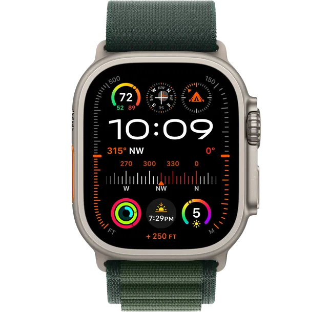 Apple Watch Ultra 2 GPS + Cellular, 49 мм, корпус из титана, ремешок Alpine темно-зеленого цвета