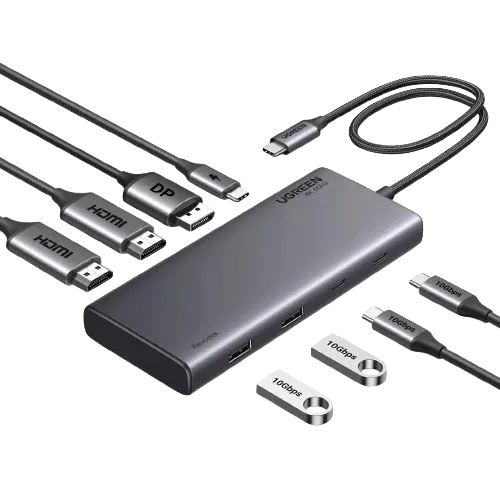 USB‑C хаб UGREEN Revodok Pro 8‑в‑1 с двумя HDMI 4K 60 Гц, серый