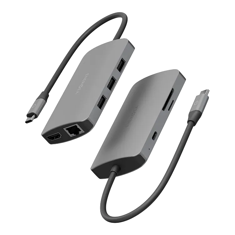 Energea Разветвитель AluHUB HD PRO2 8-in-1 Superspeed Aluminium USB-C 100W Gunmetal
