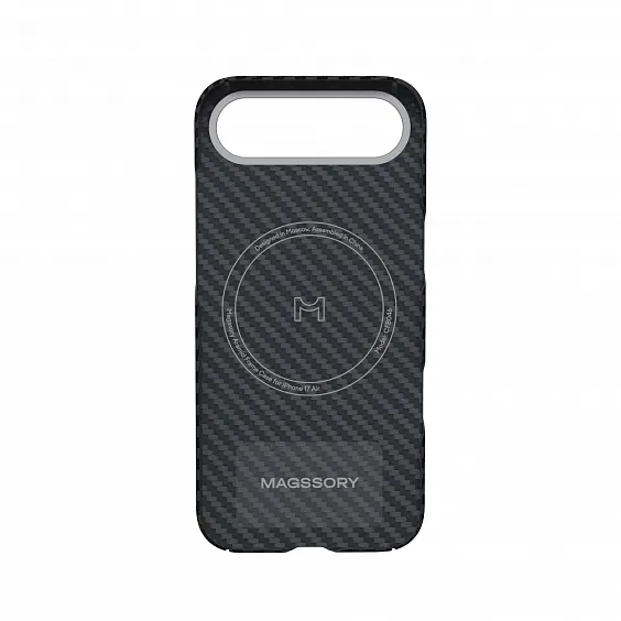 Чехол Magssory для iPhone Air, кевлар (арамид), с магнитами, совместимый с MagSafe, чёрный