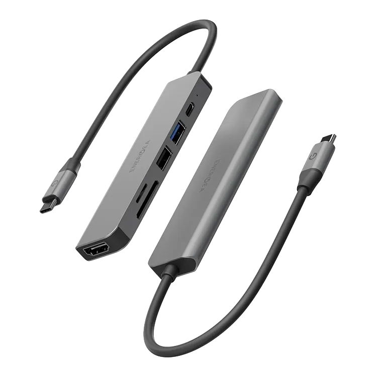 Energea Разветвитель AluHUB HD3 6-in-1 Superspeed Aluminium USB-C 60W Gunmetal