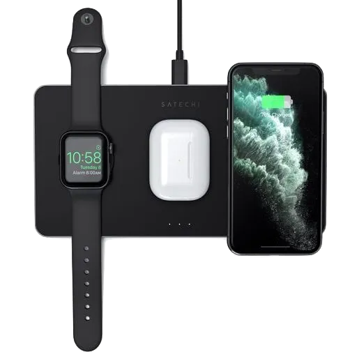Беспроводное зарядное устройство Satechi Trio Wireless Charging Pad, серый космос