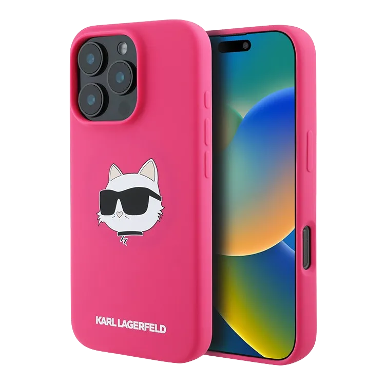 Чехол Lagerfeld для iPhone 16 Pro Liquid Silicone NFT Karl Head Hard Fuchsia (MagSafe)