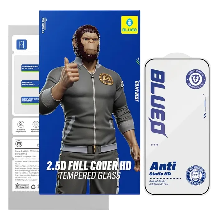 Защитное стекло BlueO для iPhone 17 Pro/17/16 Pro, Narrow border Anti-Static Black