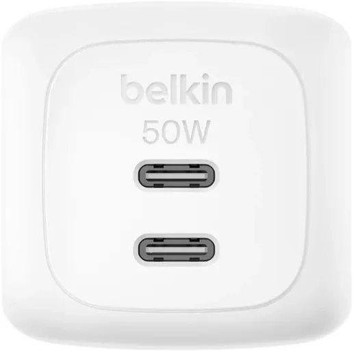 Сетевое зарядное устройство Belkin BoostCharge Pro 2*USB-C Wall Charger GaN 50W With PPS, белый