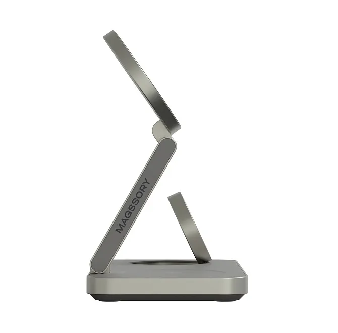 Складное беспроводное зарядное устройство 3 в 1 Magssory Yoga, титан