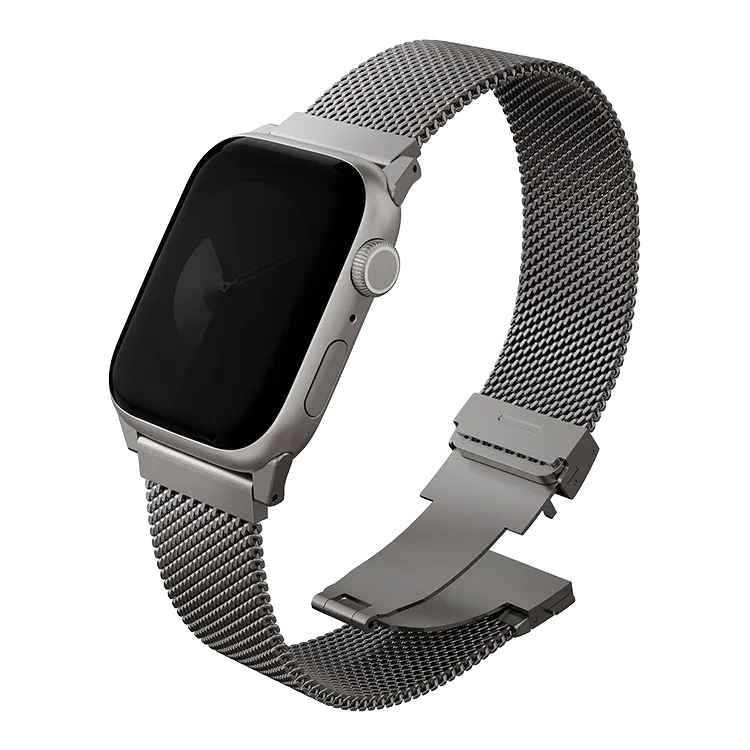 Ремешок Uniq для Apple Watch 49/46/45/44 mm Dante PRO Strap Mesh Steel Titanium Silver