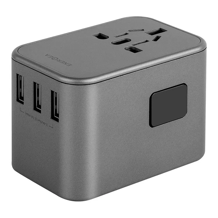 Сетевое зарядное устройство Energea TravelWorld Adapter 35, 2×USB-C + 3×USB-A, PD 35 Вт, серый