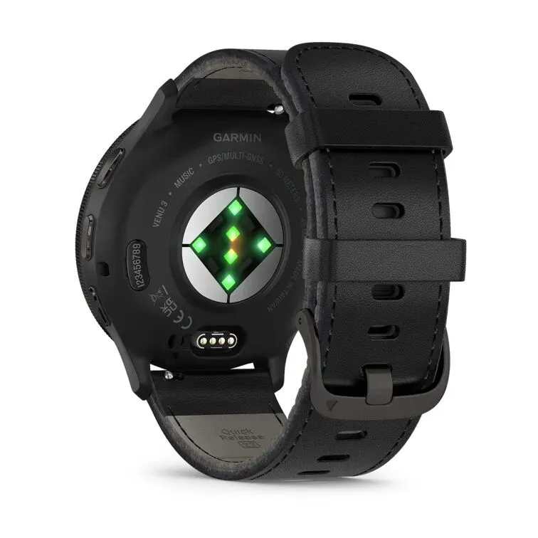 Смарт-часы Garmin VENU 3 черные с серым безелем и кожаным ремешком