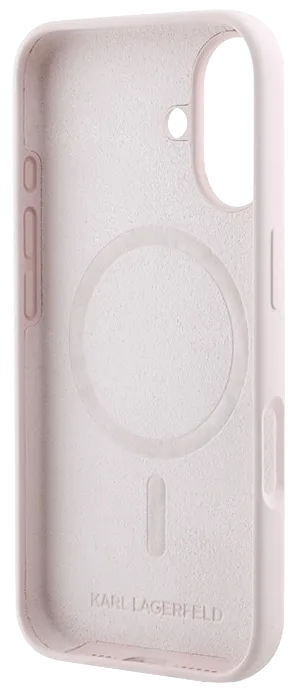 Чехол Lagerfeld для iPhone 16 Liquid Silicone NFT Karl & Choupette Heads Hard Pink (MagSafe)