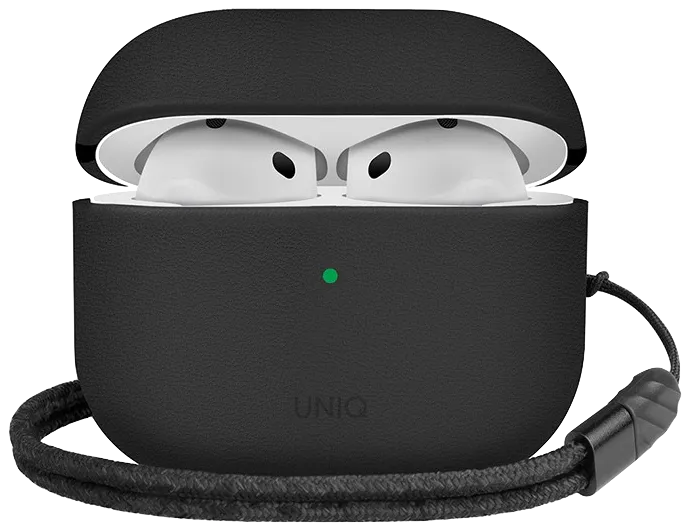 Чехол Uniq AirPods 4 Lyden Leatherette with Handstrap, Черный 